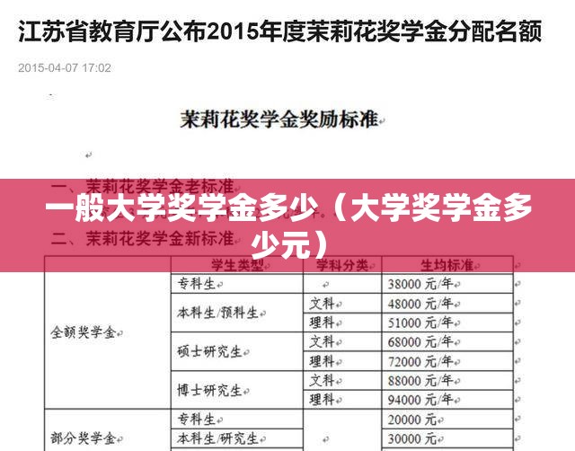 一般大学奖学金多少（大学奖学金多少元）