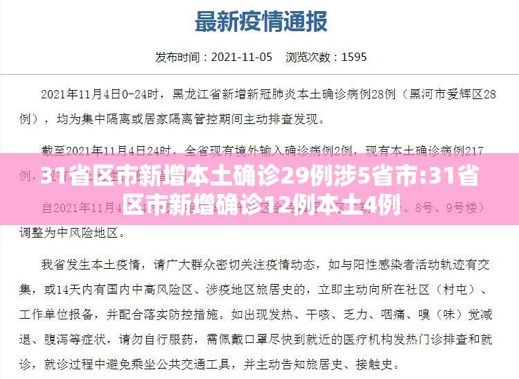 31省区市新增本土确诊29例涉5省市:31省区市新增确诊12例本土4例