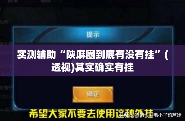 实测辅助“陕麻圈到底有没有挂”(透视)其实确实有挂