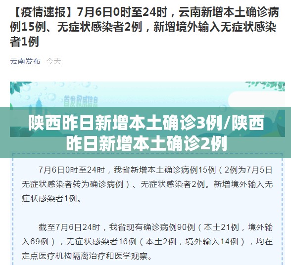 陕西昨日新增本土确诊3例/陕西昨日新增本土确诊2例