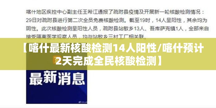 【喀什最新核酸检测14人阳性/喀什预计2天完成全民核酸检测】