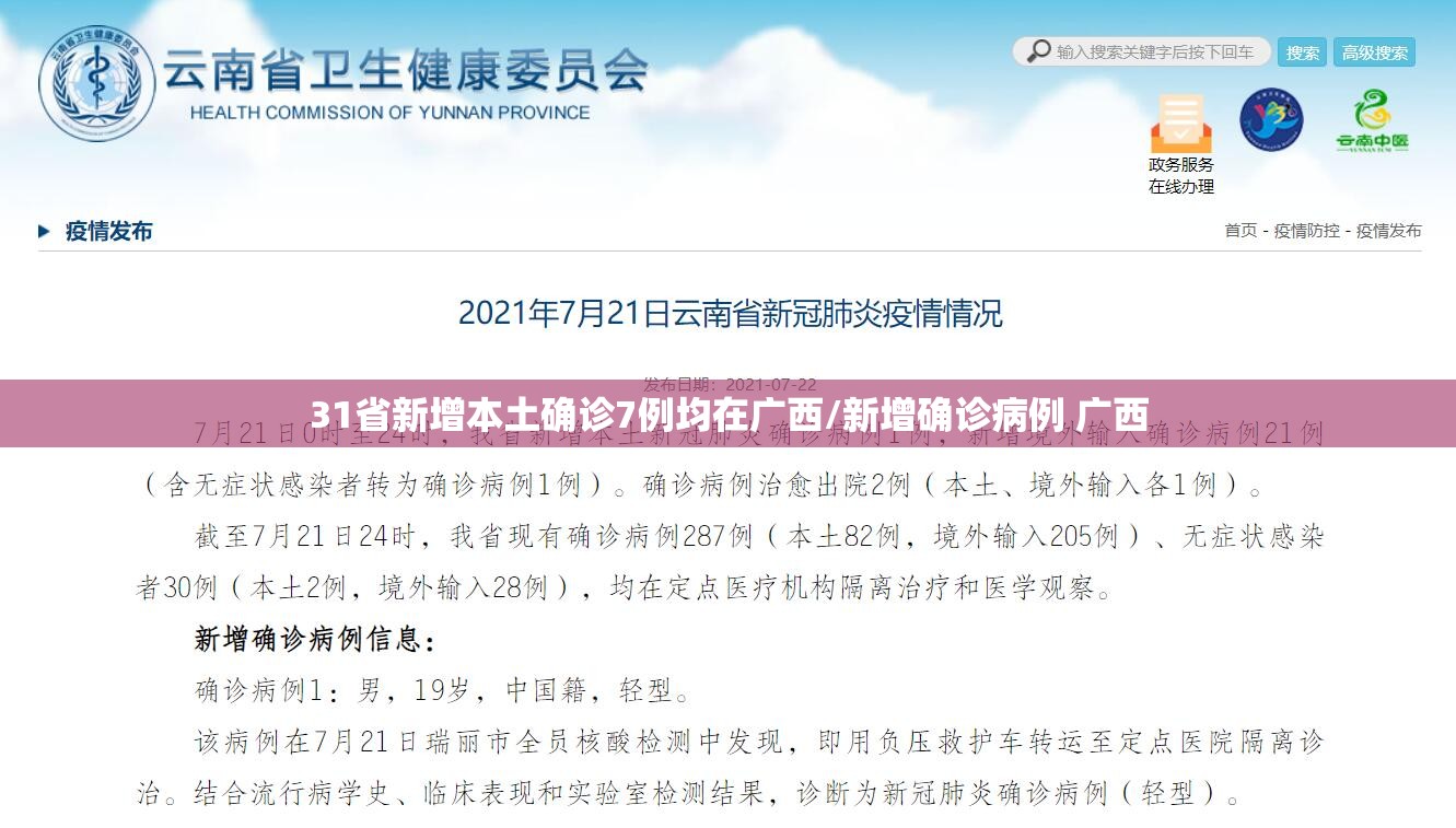 31省新增本土确诊7例均在广西/新增确诊病例 广西 31省新增本土确诊7例均在广西/新增确诊病例 广西