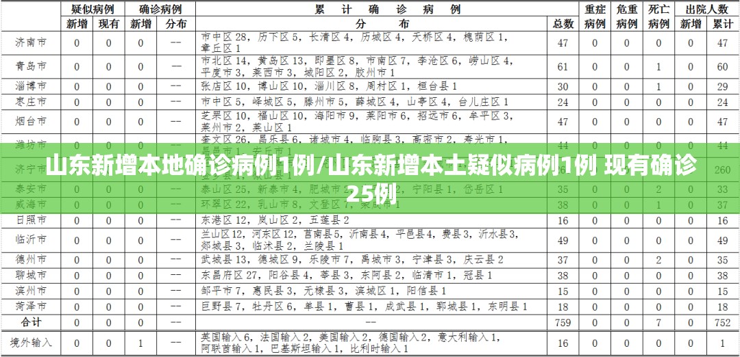 山东新增本地确诊病例1例/山东新增本土疑似病例1例 现有确诊25例