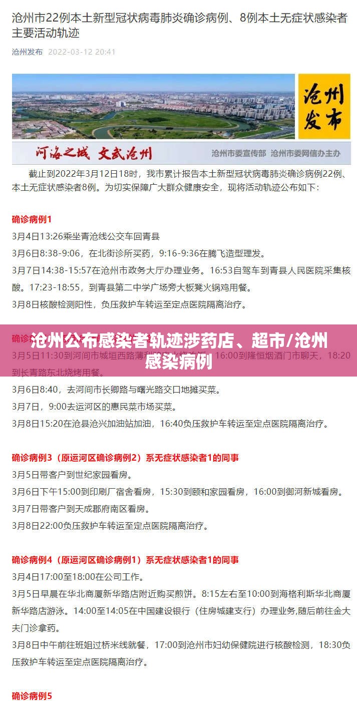 沧州公布感染者轨迹涉药店、超市/沧州感染病例