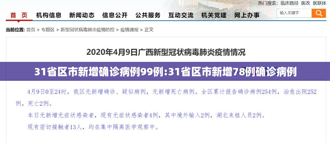 31省区市新增确诊病例99例:31省区市新增78例确诊病例