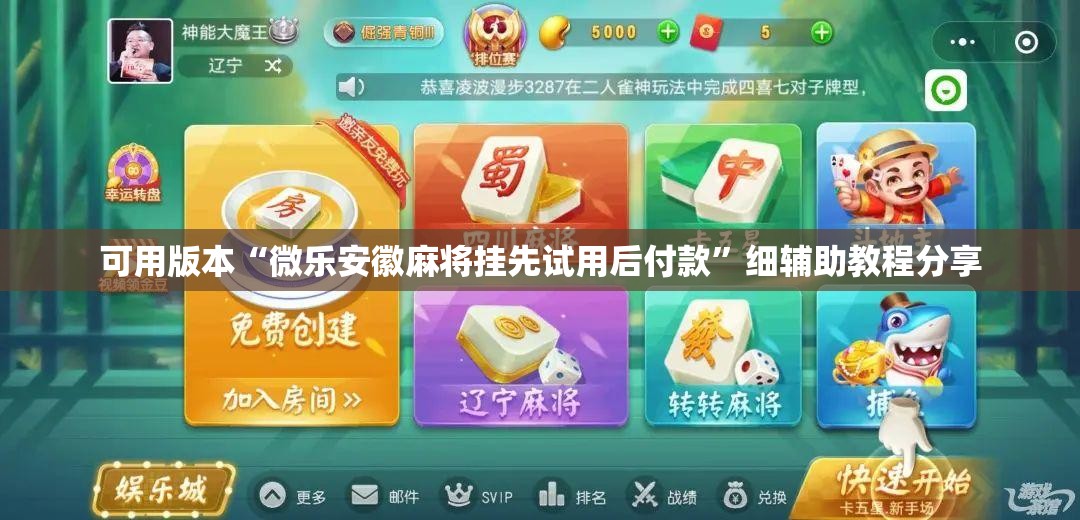 可用版本“微乐安徽麻将挂先试用后付款”细辅助教程分享
