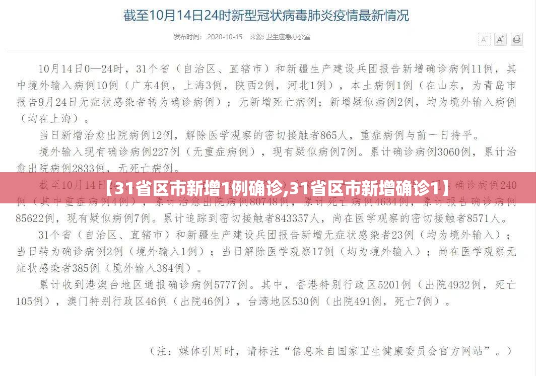 【31省区市新增1例确诊,31省区市新增确诊1】