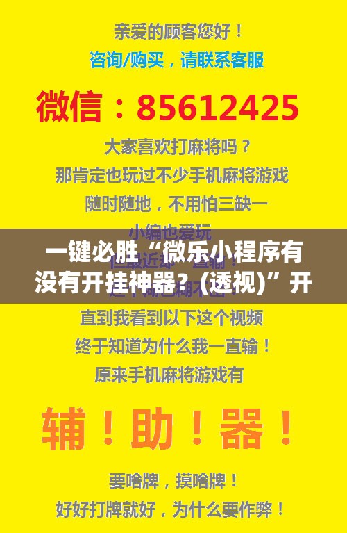 一键必胜“微乐小程序有没有开挂神器？(透视)”开挂辅助脚本+详细开挂安装教程