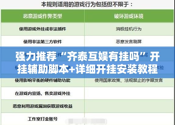 强力推荐“齐泰互娱有挂吗	”开挂辅助脚本+详细开挂安装教程