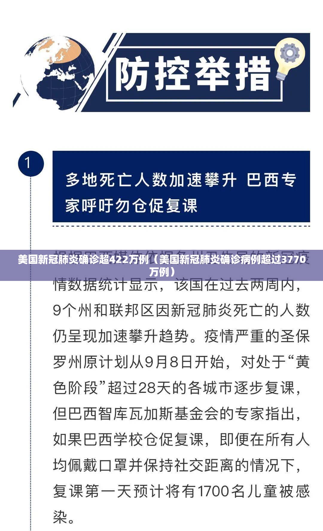 美国新冠肺炎确诊超422万例（美国新冠肺炎确诊病例超过3770万例）