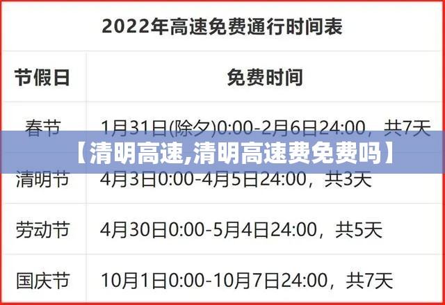 【清明高速,清明高速费免费吗】
