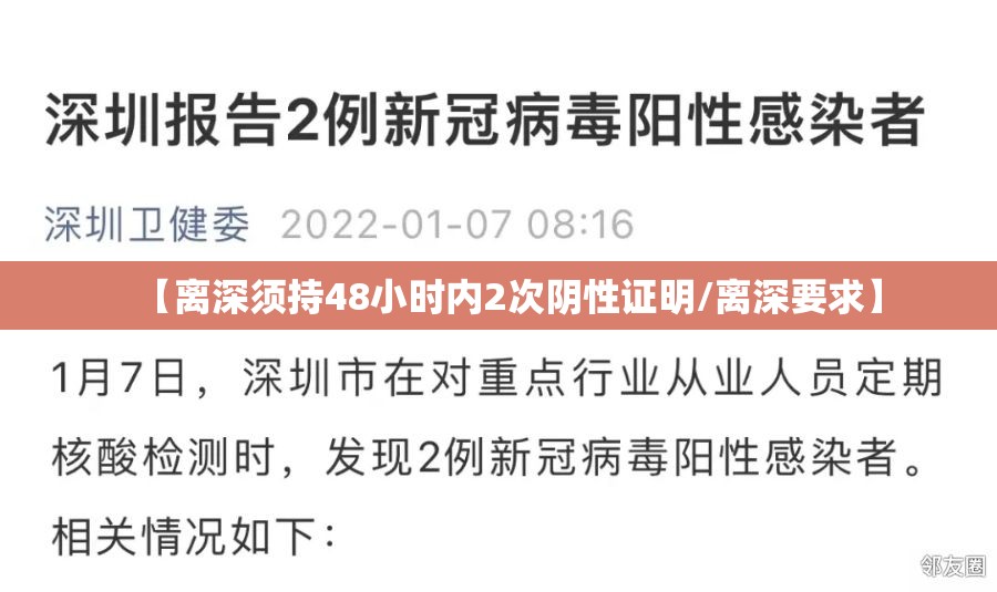 【离深须持48小时内2次阴性证明/离深要求】