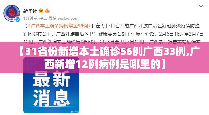 【31省份新增本土确诊56例广西33例,广西新增12例病例是哪里的】 【31省份新增本土确诊56例广西33例,广西新增12例病例是哪里的】