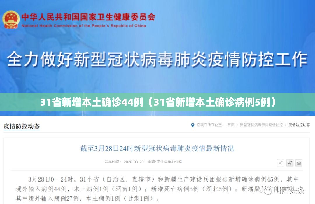 31省新增本土确诊44例（31省新增本土确诊病例5例）
