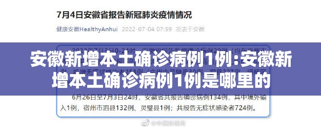 安徽新增本土确诊病例1例:安徽新增本土确诊病例1例是哪里的