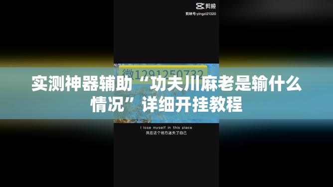 实测神器辅助“功夫川麻老是输什么情况”详细开挂教程