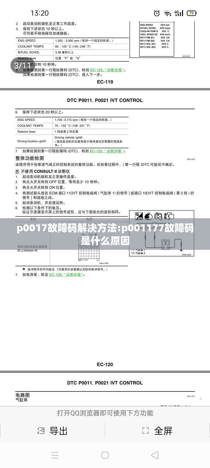 p0017故障码解决方法:p001177故障码是什么原因