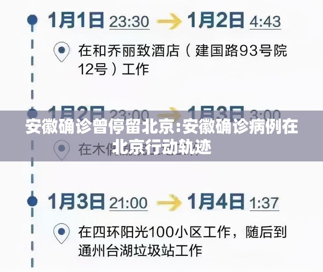 安徽确诊曾停留北京:安徽确诊病例在北京行动轨迹