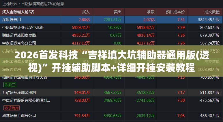 2026首发科技“吉祥填大坑辅助器通用版(透视)	”开挂辅助脚本+详细开挂安装教程