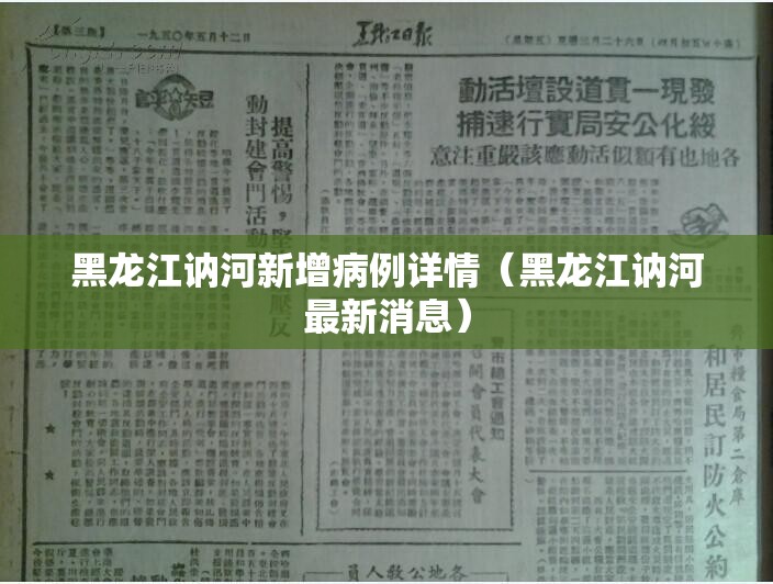 黑龙江讷河新增病例详情（黑龙江讷河最新消息）