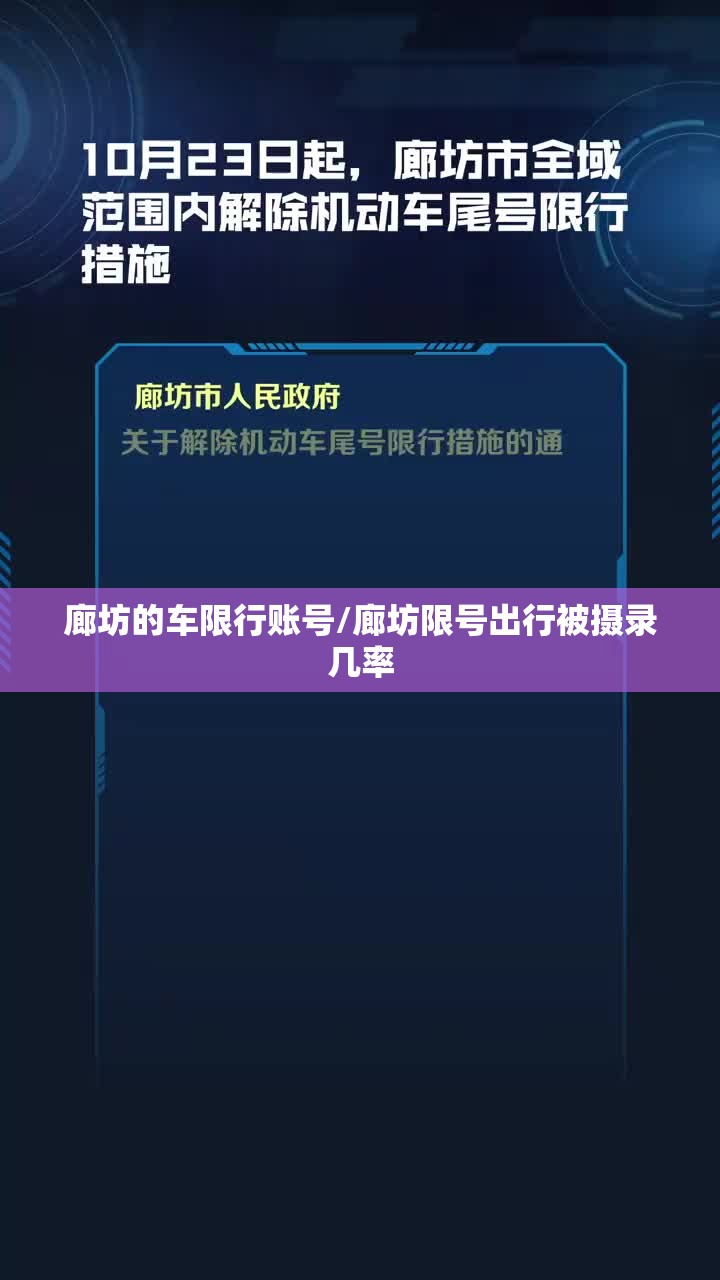 廊坊的车限行账号/廊坊限号出行被摄录几率