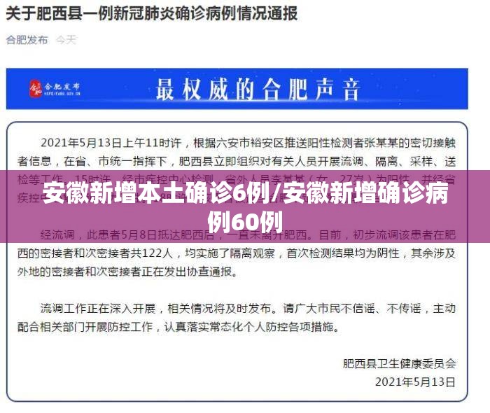 安徽新增本土确诊6例/安徽新增确诊病例60例