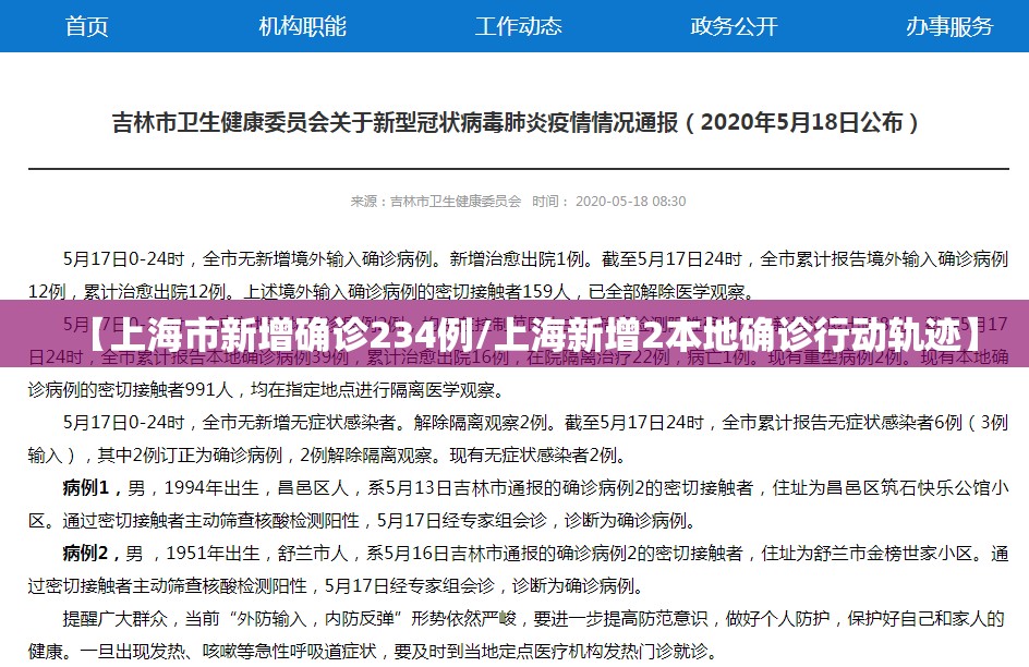 【上海市新增确诊234例/上海新增2本地确诊行动轨迹】