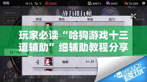 玩家必读“哈狗游戏十三道辅助”细辅助教程分享