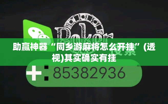 助赢神器“同乡游麻将怎么开挂	”(透视)其实确实有挂