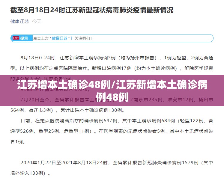 江苏增本土确诊48例/江苏新增本土确诊病例48例