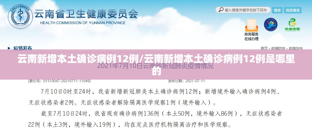 云南新增本土确诊病例12例/云南新增本土确诊病例12例是哪里的