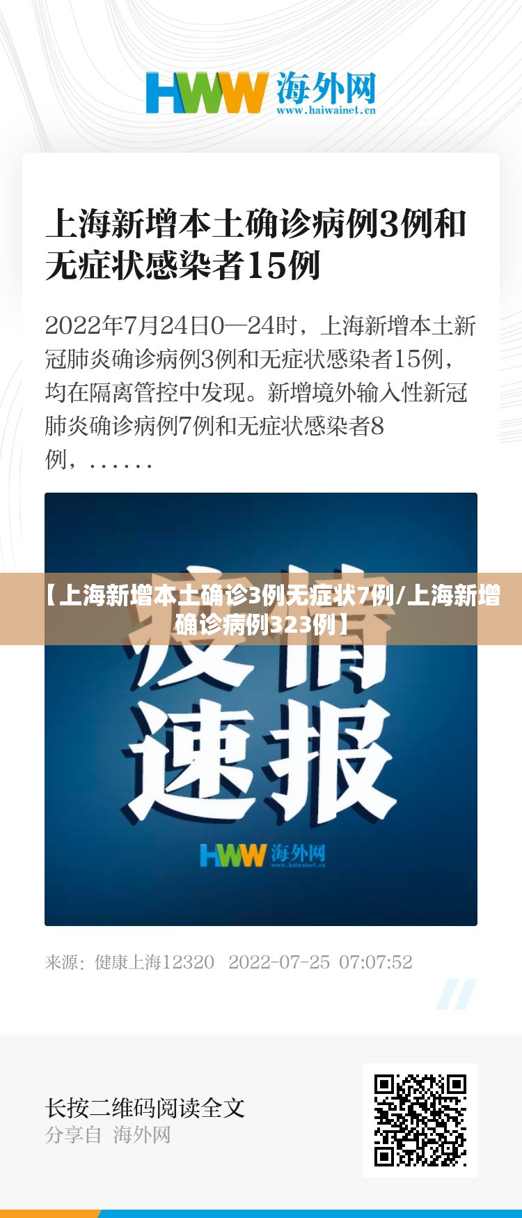 【上海新增本土确诊3例无症状7例/上海新增确诊病例323例】 【上海新增本土确诊3例无症状7例/上海新增确诊病例323例】