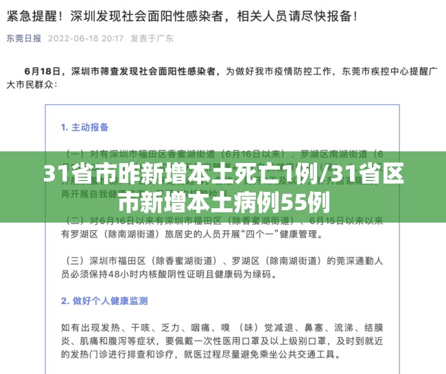 31省市昨新增本土死亡1例/31省区市新增本土病例55例