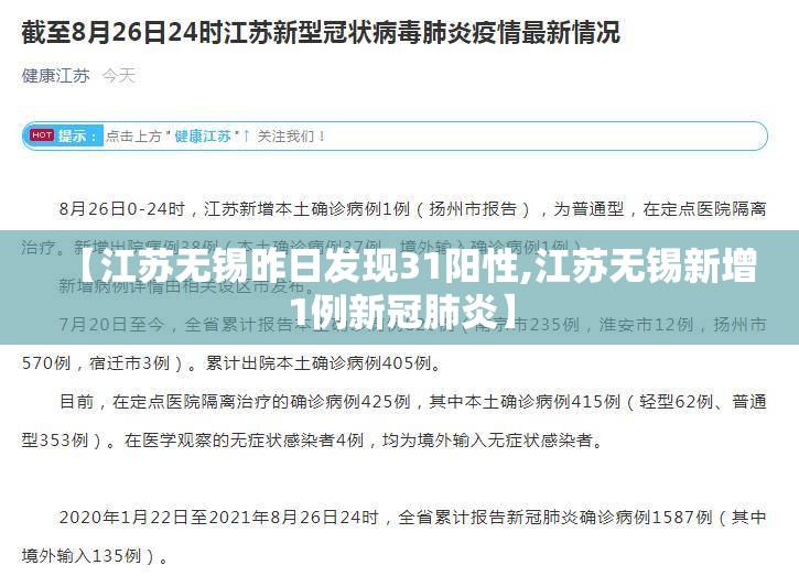 【江苏无锡昨日发现31阳性,江苏无锡新增1例新冠肺炎】