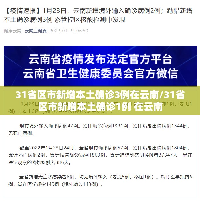 31省区市新增本土确诊3例在云南/31省区市新增本土确诊1例 在云南 31省区市新增本土确诊3例在云南/31省区市新增本土确诊1例 在云南