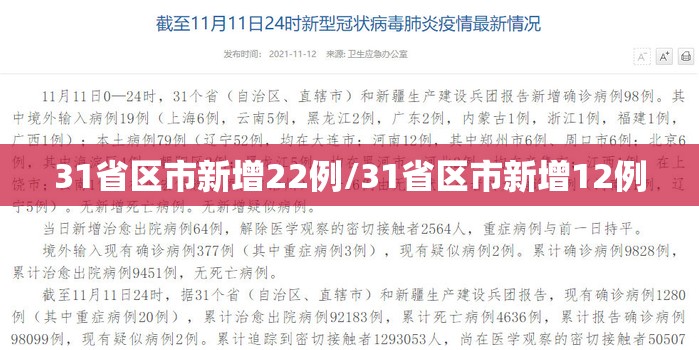 31省区市新增22例/31省区市新增12例
