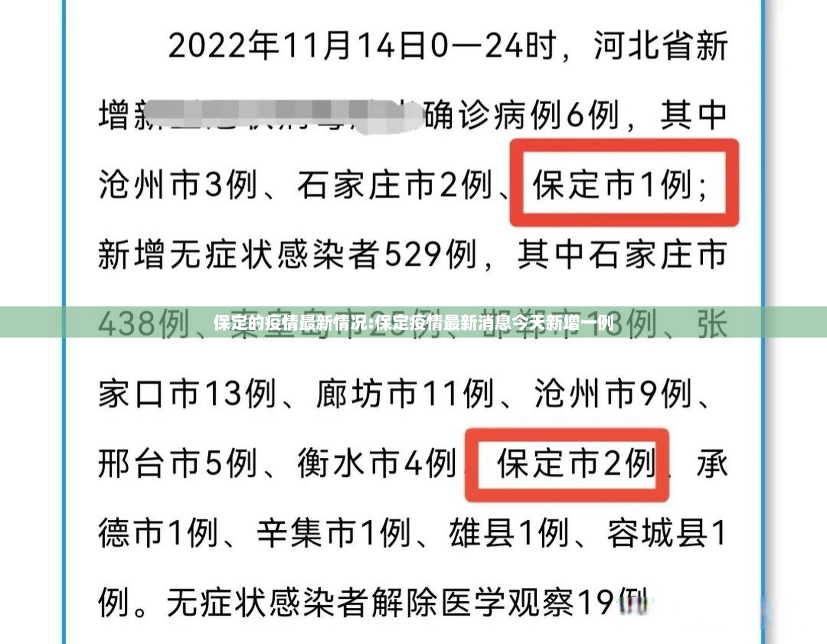 保定的疫情最新情况:保定疫情最新消息今天新增一例