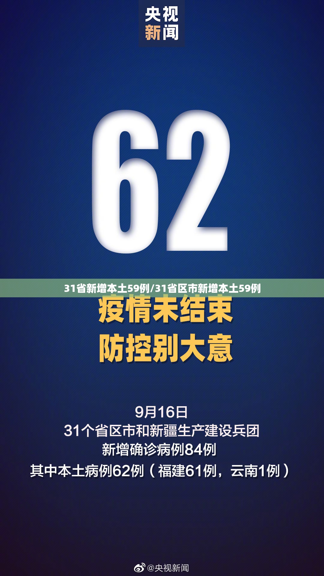 31省新增本土59例/31省区市新增本土59例