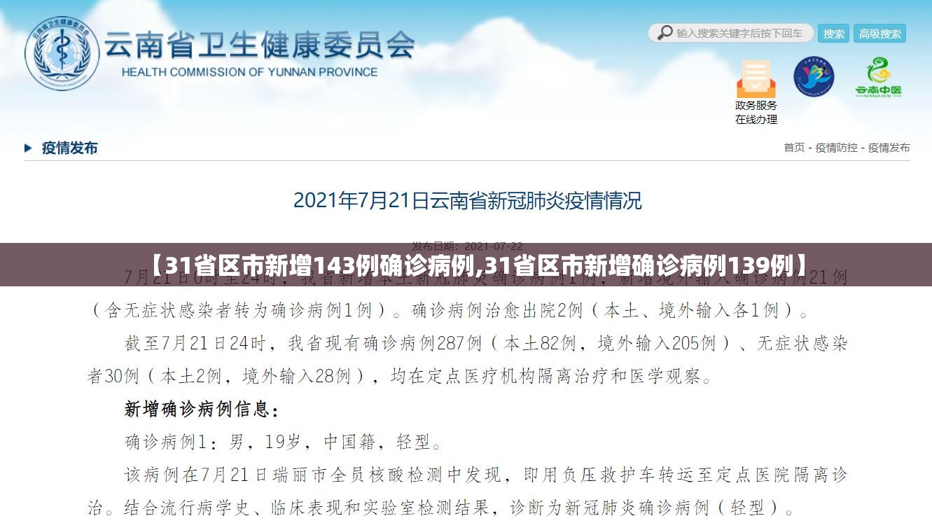 【31省区市新增143例确诊病例,31省区市新增确诊病例139例】 【31省区市新增143例确诊病例,31省区市新增确诊病例139例】