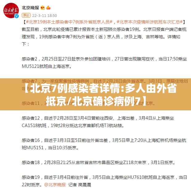 【北京7例感染者详情:多人由外省抵京/北京确诊病例7】