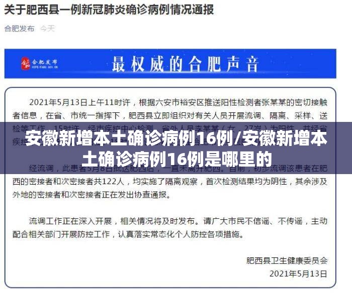 安徽新增本土确诊病例16例/安徽新增本土确诊病例16例是哪里的