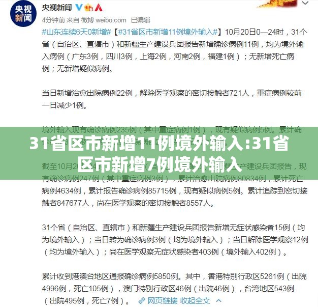 31省区市新增11例境外输入:31省区市新增7例境外输入