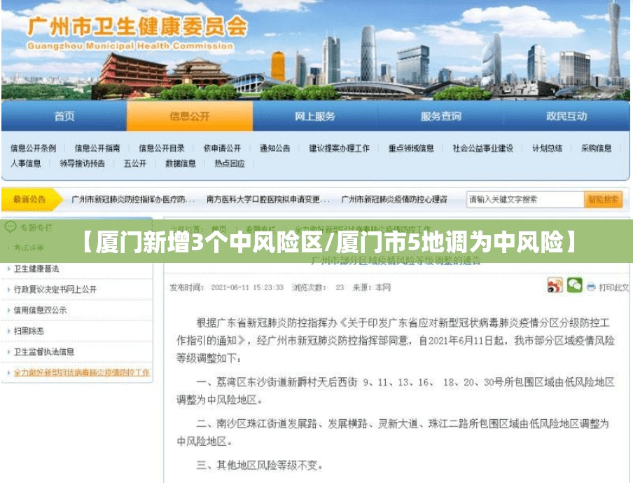 【厦门新增3个中风险区/厦门市5地调为中风险】