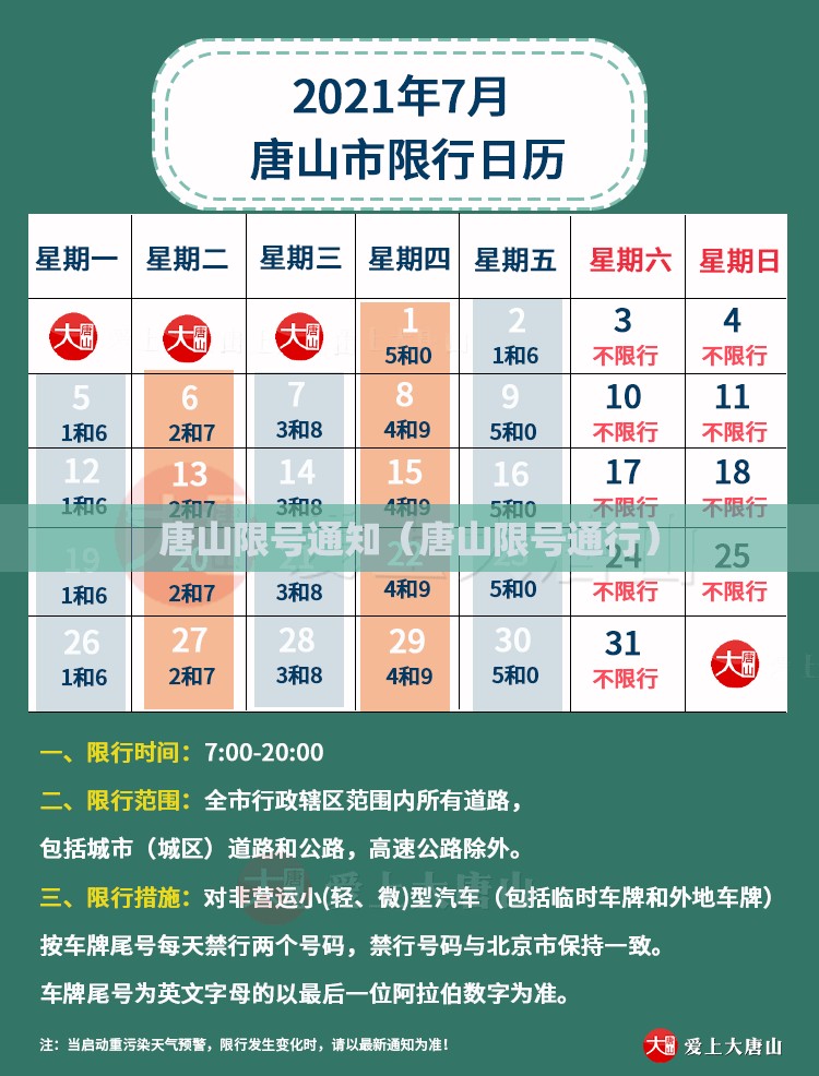唐山限号通知（唐山限号通行）