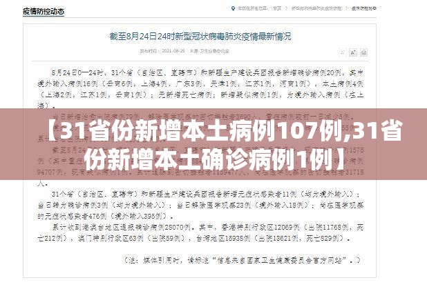 【31省份新增本土病例107例,31省份新增本土确诊病例1例】