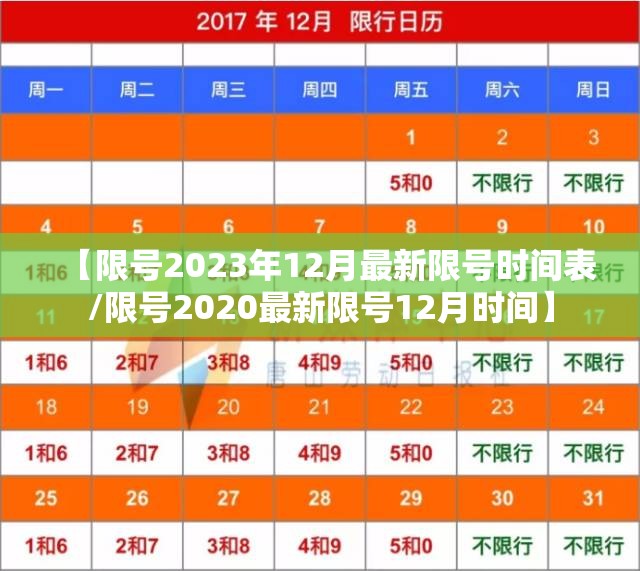 【限号2023年12月最新限号时间表/限号2020最新限号12月时间】