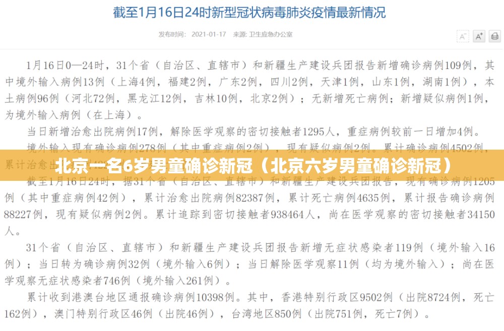 北京一名6岁男童确诊新冠（北京六岁男童确诊新冠）