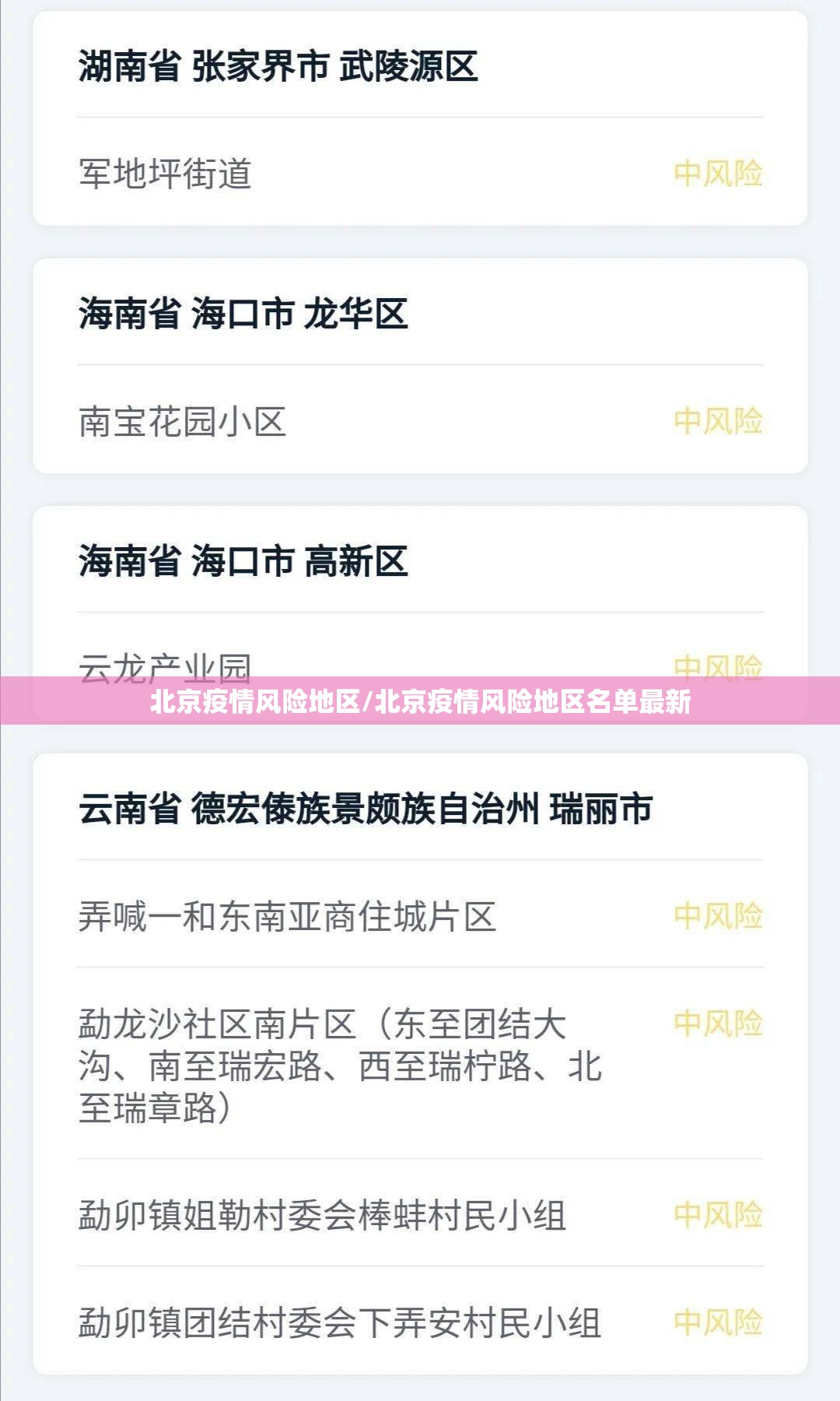 北京疫情风险地区/北京疫情风险地区名单最新