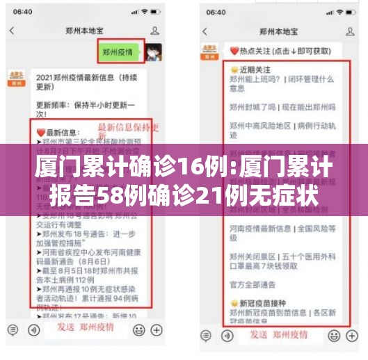 厦门累计确诊16例:厦门累计报告58例确诊21例无症状