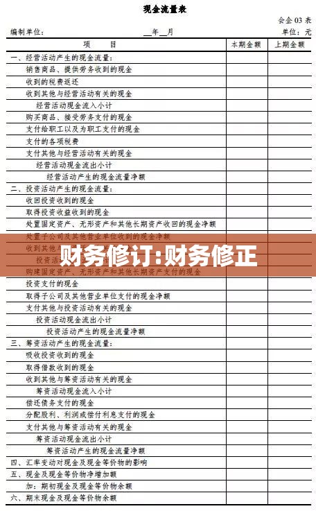 财务修订:财务修正